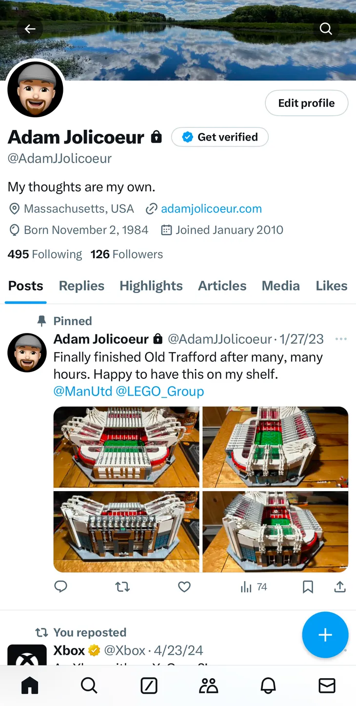 Screenshot of my Twitter account